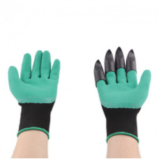 Садовые перчатки резиновые с пластиковыми наконечниками когтями для сада Garden Genie Gloves 