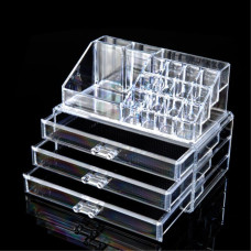 Органайзер для косметики акриловий Cosmetic Organizer з дзеркалом і трьома шухлядами для зберігання