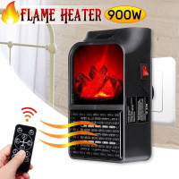 Электрический портативный мини-обогреватель камин с пультом Flame Heater 900W