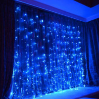  Уличная светодиодная гирлянда "Занавес" с мерцанием,480LED, 3м*3м, IP-44, синяя (провод-каучук)
