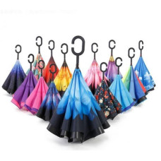 Ветрозащитный зонт обратного сложения с двойным куполом умный прочный Up-Brella ОПТ