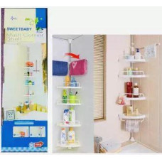 Угловая полка в ванную телескопическая многоуровневая Multi Corner Shelf белая