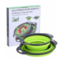  Складной силиконовый друшлаг 2 в 1 большой и маленький Collapsible filter baskets