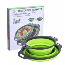  Складной силиконовый друшлаг 2 в 1 большой и маленький Collapsible filter baskets