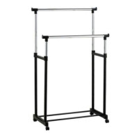 Двойная телескопическая вешалка стойка для одежды напольная Double Pole Telescope Clothes Rack