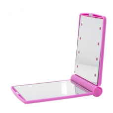 Зеркало складное Travel Mirror Pink с LED подсветкой для макияжа на 8 светодиодов