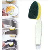 Губка для миття посуду з ручкою і ємність для миючого засобу