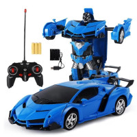 Радиуправляемая машина трансформер Ламборджині UTM з пультом синя робот акумуляторна