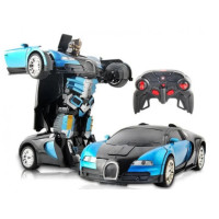 Радиуправляемая машина трансформер Bugatti Robot Car с пультом бугатти синяя робот