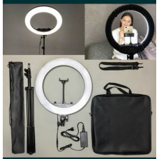 Кольцевая светодиодная селфи лампа HQ18 45 см с регулируемой яркостью температурой