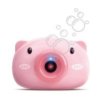  Детский генератор для мыльных пузырей фотоаппарат BUBBLE CAMERA розовая свинка