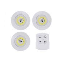 Набор "умных" светодиодных LED-cветильников (push-for-light) 3 шт + пульт дистанционного управления (ДУ)