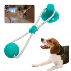  Багатофункціональна іграшка для собак канат на присосці з м'ячем