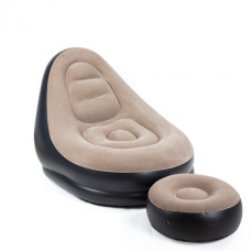  Надувное виниловое кресло с пуфиком Intex Air Sofa с флокированным покрытием и насосом