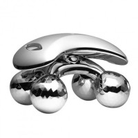 Ручной роликовый массажер лифтинг-эффект для тела и лица 4D Massager 4 массажных шарика Серебристый 