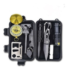 Набор для выживания 8в1-фонарик, нож, компас, мультитул в водонепроницаемом футляре