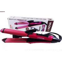 Праска плоска 2 в 1 NOVA NHC-2009/випрямляч щипці для завивання локонів і вирівнювання волосся кераміка 