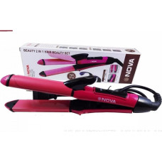 Утюжок плойка 2 в 1  NOVA NHC-2009 / выпрямитель щипцы для завивки локонов и выравнивание волос керамика 