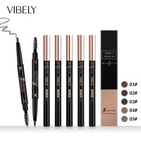Олівець для брів водостійкий з пензликом з ефектом тату Vibely