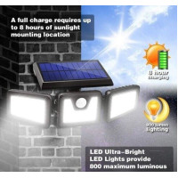 Уличный тройной светильник на солнечной батарее с датчиком движения FL-1725A. Split Solar WallLamp