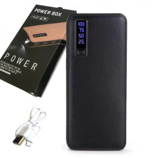  Шкіряний павер банк 50000Mah portable battery з фанариком і екраном 3 USB Power Bank