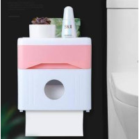 Органайзер держатель для туалетной бумаги в ванную комнату настенный с ящиком для салфеток