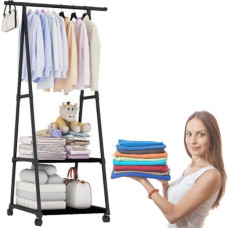 Передвижная напольная вешалка для одежды на колёсиках с двумя полками для обуви THE NEW COAT