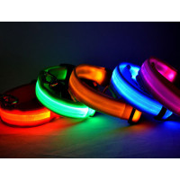  Светящийся ошейник LED для небольших собак и кошек узкий из нейлона для вечерних прогулок