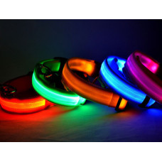  Світний нашийник LED для невеликих собак і кішок вузький із нейлону для вечірніх прогулянок