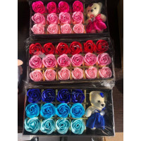  Розы из мыла на подарок, мыльные розы, подарочные наборы мыла из роз с мишкой,  сувенирное мыло