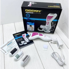 Електричний епілятор пемза Gemei GM 7006 4 в 1 рожевий з вбудованим акумулятором