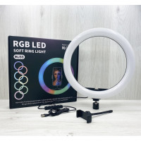 Кольцевая светодиодная селфи лампа GoVern MJ33 33 см с держателем для телефона с bluetooth управлением