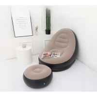 Кресло надувное велюровое с пуфом для ног Air Sofa