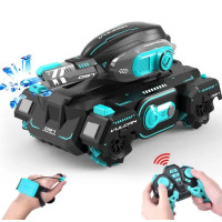  Танк на радиоуправлении стреляющий водяными шарами с пультом и управление рукой Бирюзовый