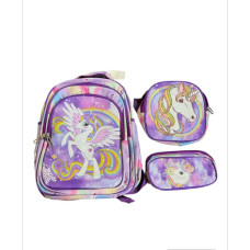 Детский рюкзак школьный для девочек с единорогом 3 в 1