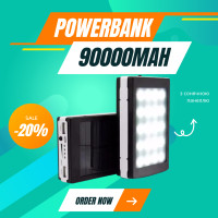 Павербанк Power bank 90000 Потужний повербанк із сонячною панеллю Зарядний пристрій із ліхтарем 90000 mah olp