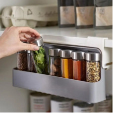Описание Полка-органайзер для хранения специй подвесная с 6 баночками  Набор емкостей для специй