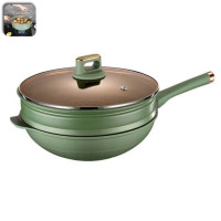 Сковорода-пароварка 2 в 1 (ГАЗ+ИНДУКЦИЯ) со стеклянной крышкой Shikainuo (32см) wok