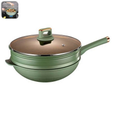 Сковорода-пароварка 2 в 1 (ГАЗ+ИНДУКЦИЯ) со стеклянной крышкой Shikainuo (32см) wok