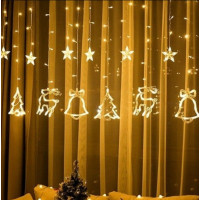 Гірлянда світлодіодна штора зірка-місяць 4 метри * 0.8 метра білий із різними режимами від мережі з конектором AT