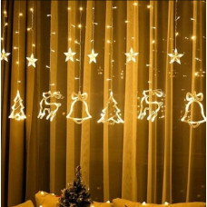 Гірлянда світлодіодна штора зірка-місяць 4 метри * 0.8 метра білий із різними режимами від мережі з конектором AT