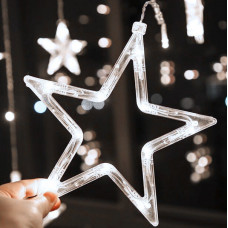 Гірлянда світлодіодна штора з великими та маленькими зірками 4 метри* 0.8 метра білий із різними режимами від