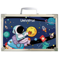 Набор для творчества "Астронавт" рисование 145 предметов в алюминиевом чемодане синий