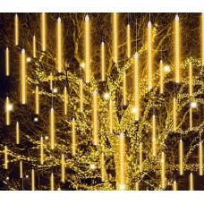 Гірлянда вулична сосульки, що тануть жовтий колір на прозорому дроті 8 шт. по 50 см від мережі SMD METEOR TUBE