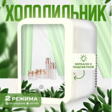 Мини холодильник с зеркалом от прикуривателя и сети 220Вт на 4л.
