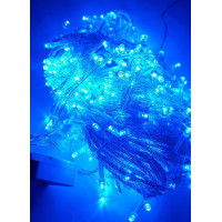 Гірлянда нитка на прозорому дроті 400 LED ламп синє світло, 28 метрів G-29