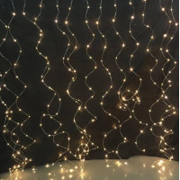 Гирлянда водопад-штора 3 метра * 3 метра на крючках с пультом управления желтый от USB AT-14-1