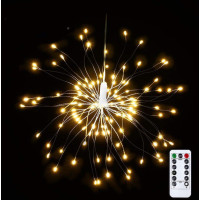 Светодиодная подвесная гирлянда Фейерверк на 50 нитей с пультом Желтый
