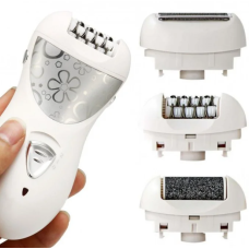 Електричний епілятор пемза Gemei GM 3061 4 в 1 з пилочкою для ніг білий