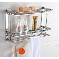 Металлическая полка для ванной комнаты 2 яруса